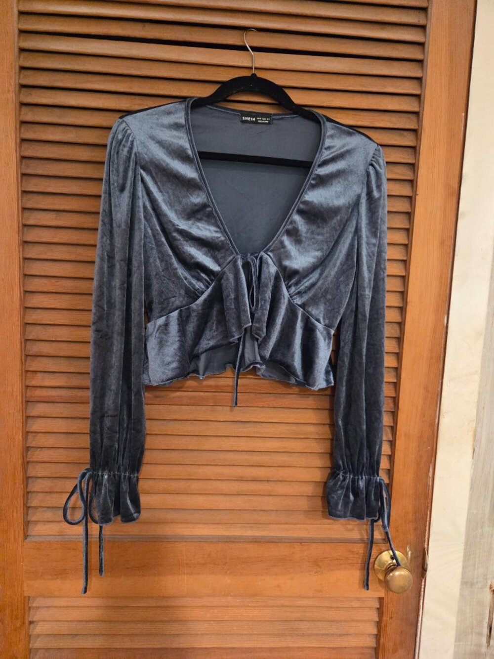 Blue Velvet tie front top